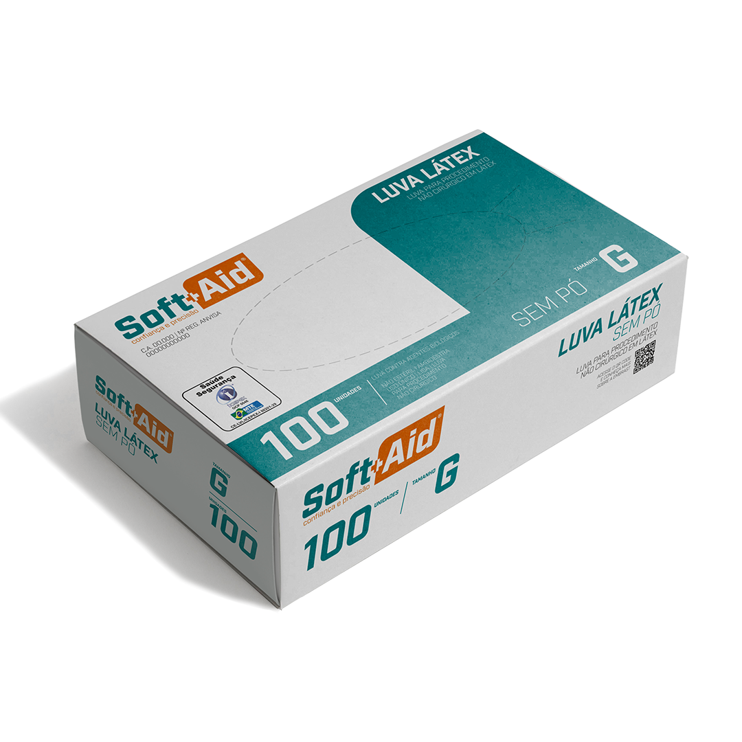 Luva Látex Soft Aid s/ Pó G 100UN