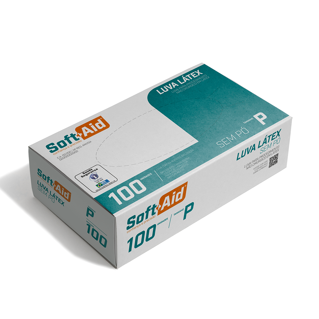 Luva Látex Soft Aid s/ Pó tam. P 100UN