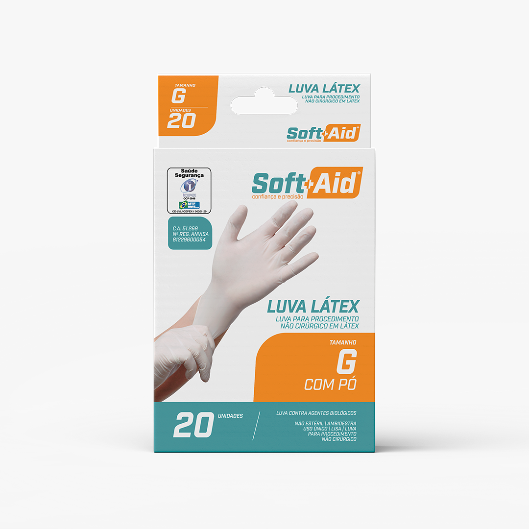 Luva Látex Soft Aid tam. G c/ Pó 20UN