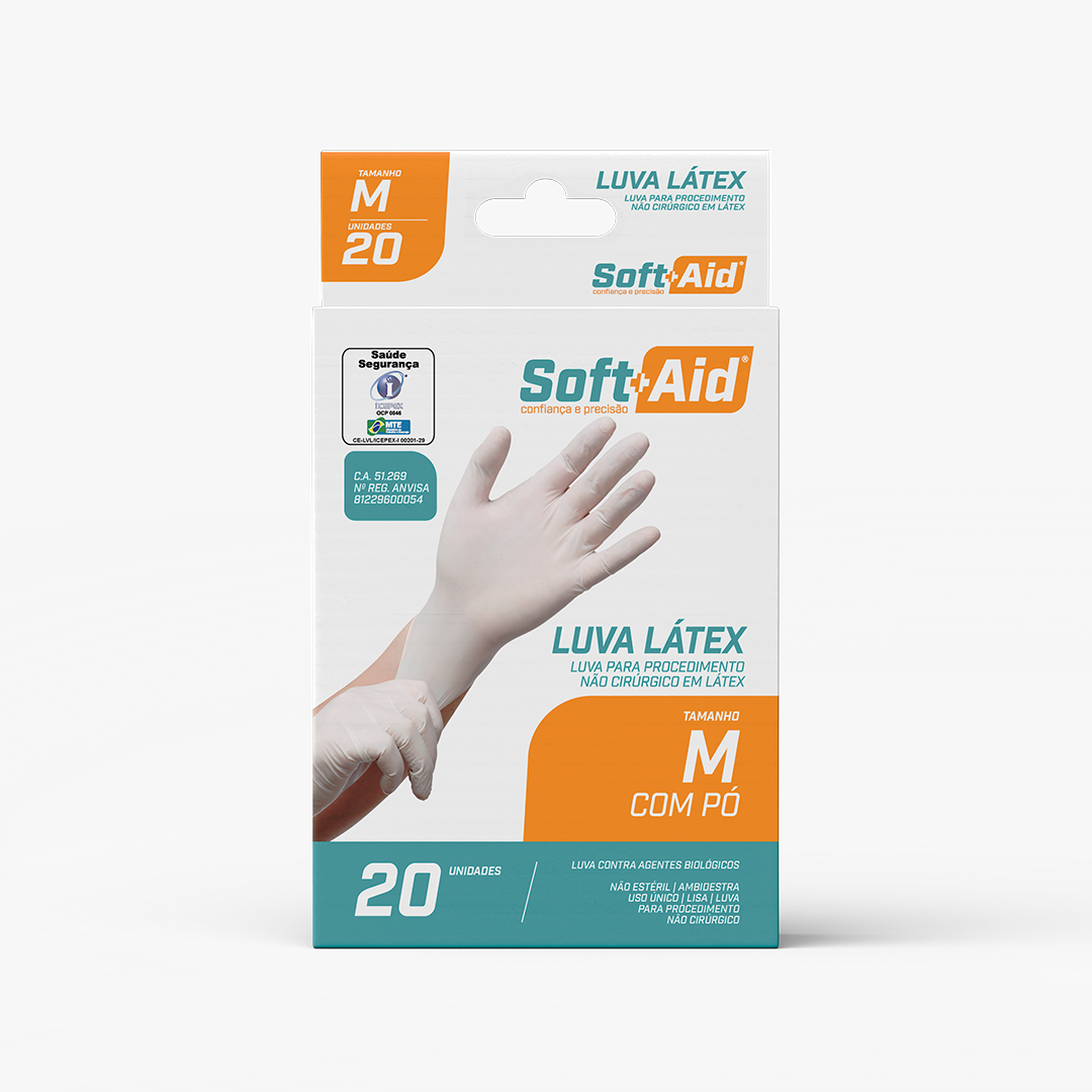 Luva Látex Soft Aid tam. M c/ Pó 20UN