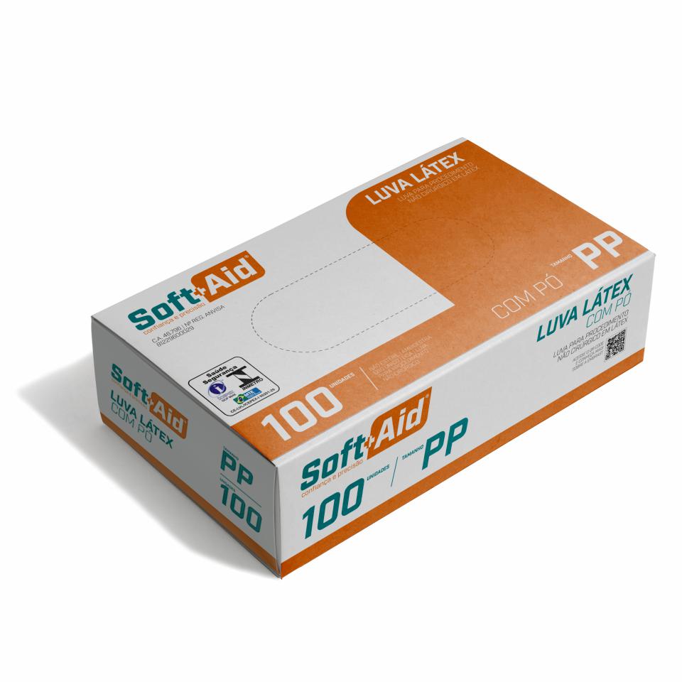 Luva Látex Soft Aid c/ Pó tam. PP 100UN