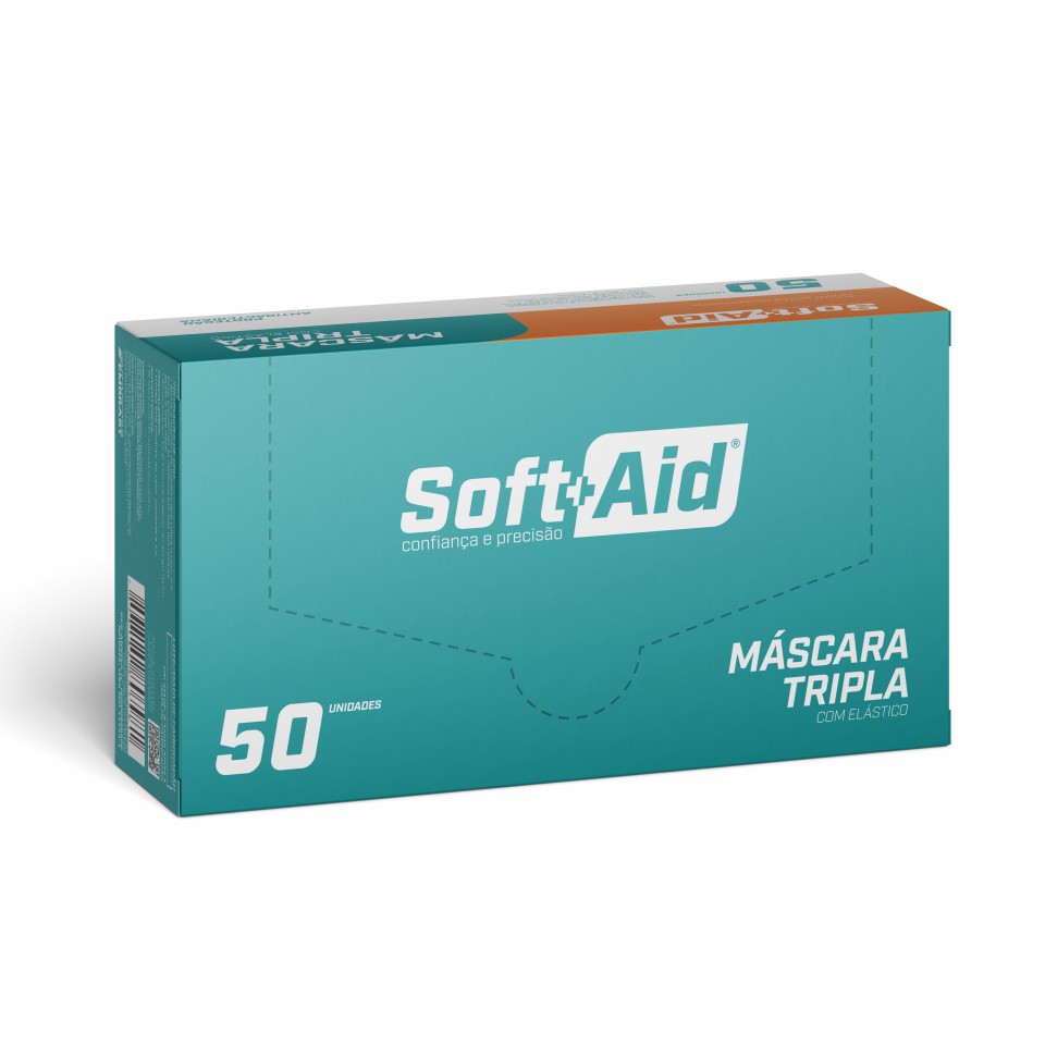 Máscara Tripla Soft Aid Descartável 50UN