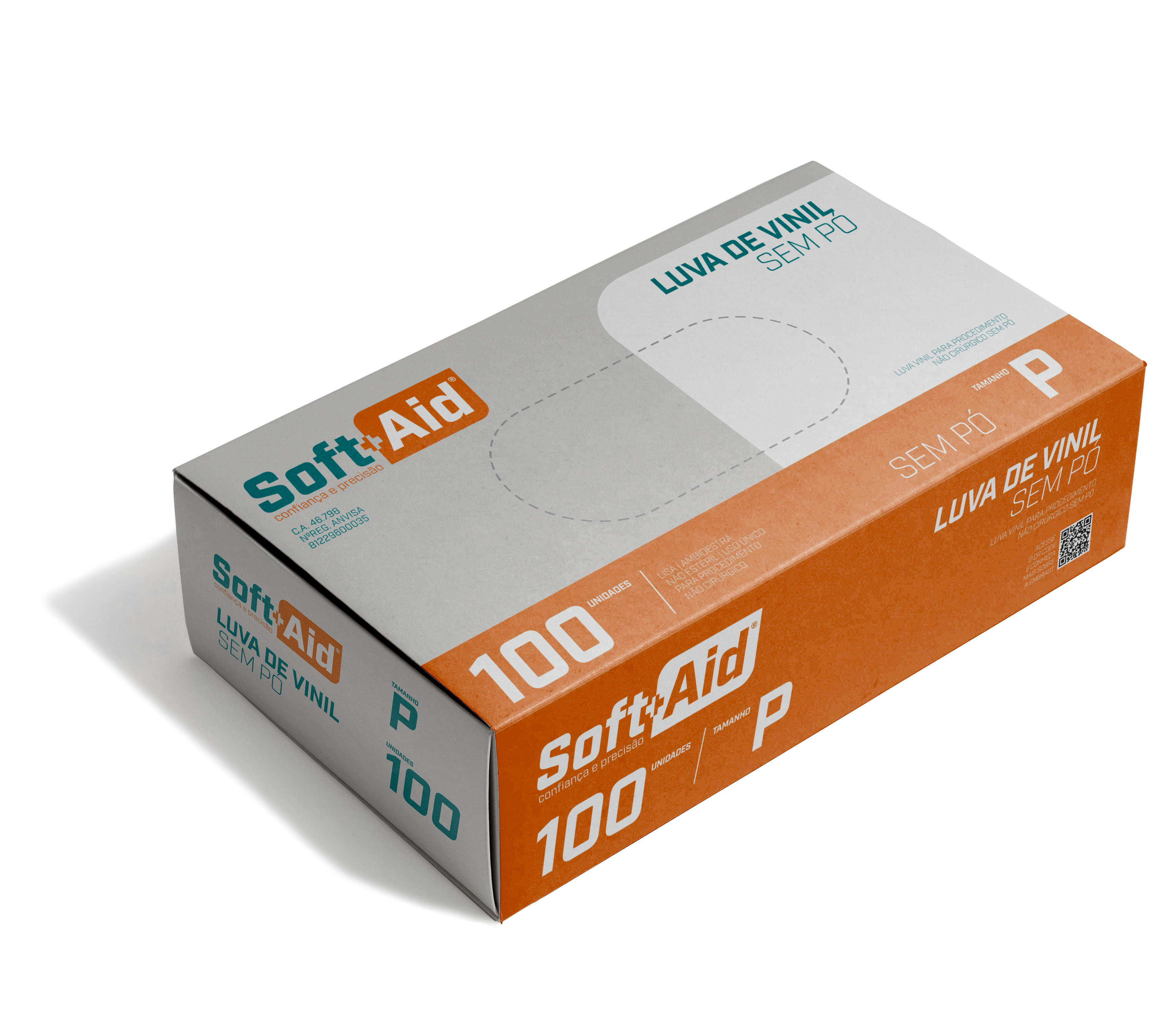 Luva Vinil Soft Aid s/ Pó tam. P 100UN