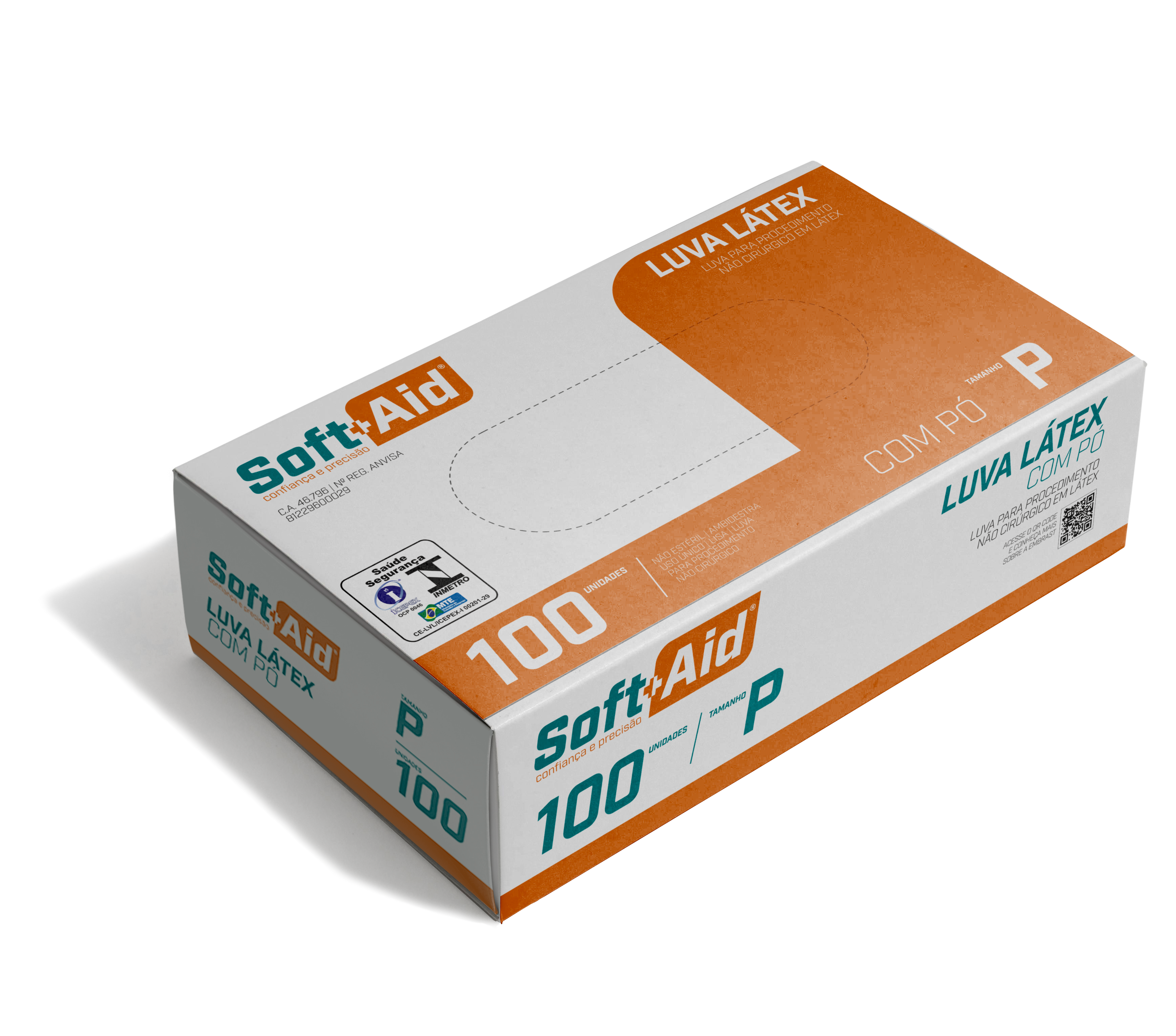 Luva Látex Soft Aid c/ Pó tam. P 100UN